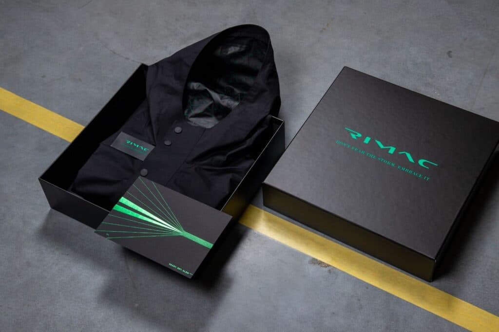 Bugatti Rimac branded merchandise flatlay